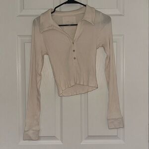 Aerie Ribbed Polo Top Size Small